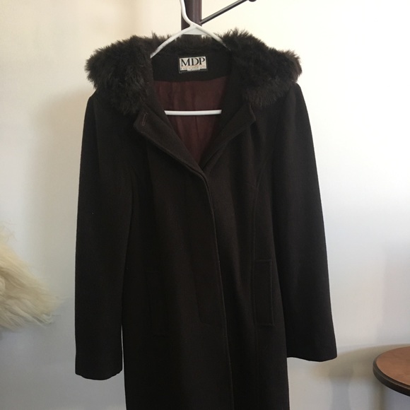 Jackets & Blazers - 100% Wool Chocolate Brown Coat knee-length